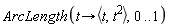 ArcLength(proc (t) options operator, arrow; `<,>`(t, t^2) end proc, 0 .. 1)