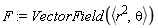F := VectorField(`<,>`(r^2, theta))