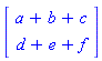 Vector[column]([[a+b+c], [d+e+f]])