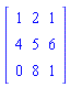 Matrix([[1, 2, 1], [4, 5, 6], [0, 8, 1]])