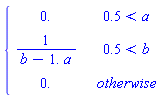 PIECEWISE([0., .5 < a], [1/(b-1.*a), .5 < b], [0., otherwise])