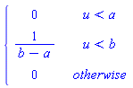 PIECEWISE([0, u < a], [1/(b-a), u < b], [0, otherwise])