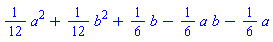 (1/12)*a^2+(1/12)*b^2+(1/6)*b-(1/6)*a*b-(1/6)*a