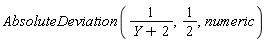 AbsoluteDeviation(1/(Y+2), 1/2, numeric)
