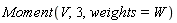 Moment(V, 3, weights = W)