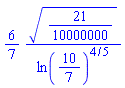 (6/7)*sqrt(21/10000000)/ln(10/7)^(4/5)