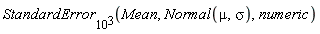 StandardError[10^3](Mean, Normal(mu, sigma), numeric)