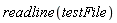 readline(testFile)