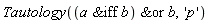 Tautology(`&or`(`&iff`(a, b), b), 'p')