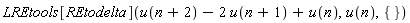 LREtools[REtodelta](u(n+2)-2*u(n+1)+u(n), u(n), {})