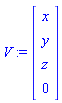 V := Vector[column]([[x], [y], [z], [0]])