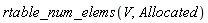 rtable_num_elems(V, Allocated)