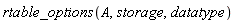 rtable_options(A, storage, datatype)