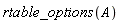 rtable_options(A)