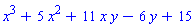 x^3+5*x^2+11*x*y-6*y+15