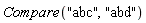 Compare("abc", "abd")