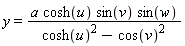 y = a*cosh(u)*sin(v)*sin(w)/(cosh(u)^2-cos(v)^2)