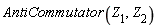 AntiCommutator(Z[1], Z[2])