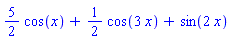 (5/2)*cos(x)+(1/2)*cos(3*x)+sin(2*x)