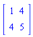 Matrix([[1, 4], [4, 5]])