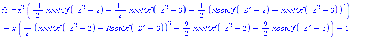 x^2*((11/2)*RootOf(_Z^2-2)+(11/2)*RootOf(_Z^2-3)-(1/2)*(RootOf(_Z^2-2)+RootOf(_Z^2-3))^3)+x*((1/2)*(RootOf(_Z^2-2)+RootOf(_Z^2-3))^3-(9/2)*RootOf(_Z^2-2)-(9/2)*RootOf(_Z^2-3))+1
