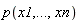p(x1, () .. (), xn)
