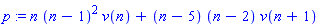 p := n*(n-1)^2*v(n)+(n-5)*(n-2)*v(n+1)