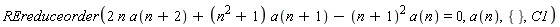 REreduceorder(2*n*a(n+2)+(n^2+1)*a(n+1)-(n+1)^2*a(n) = 0, a(n), {}, C1)