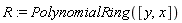 R := PolynomialRing([y, x])