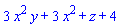3*x^2*y+3*x^2+z+4
