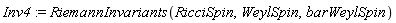 Inv4 := RiemannInvariants(RicciSpin, WeylSpin, barWeylSpin)
