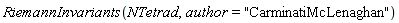 RiemannInvariants(NTetrad, author = "CarminatiMcLenaghan")