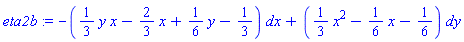 _DG([["form", M, 1], [[[1], -(1/3)*y*x+(2/3)*x-(1/6)*y+1/3], [[2], (1/3)*x^2-(1/6)*x-1/6]]])