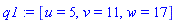 [u = 5, v = 11, w = 17]