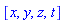 [x, y, z, t]