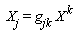 X[j] = g[jk]*X^k