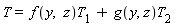 T = f(y, z)*T[1]+g(y, z)*T[2]