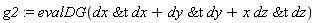 g2 := evalDG(`&t`(dx, dx)+`&t`(dy, dy)+x*`&t`(dz, dz))
