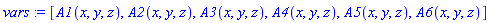 [A1(x, y, z), A2(x, y, z), A3(x, y, z), A4(x, y, z), A5(x, y, z), A6(x, y, z)]