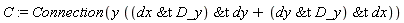 C := Connection(y*(`&t`(`&t`(dx, D_y), dy)+`&t`(`&t`(dy, D_y), dx)))
