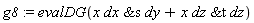 g8 := evalDG(x*`&s`(dx, dy)+x*`&t`(dz, dz))