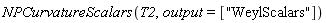NPCurvatureScalars(T2, output = ["WeylScalars"])