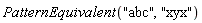 PatternEquivalent("abc", "xyx")
