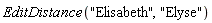 EditDistance("Elisabeth", "Elyse")