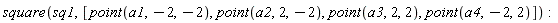 square(sq1, [point(a1, -2, -2), point(a2, 2, -2), point(a3, 2, 2), point(a4, -2, 2)]):