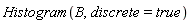 Histogram(B, discrete = true)