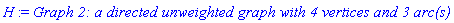 H := `Graph 2: a directed unweighted graph with 4 vertices and 3 arc(s)`