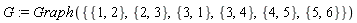 G := Graph({{1, 2}, {1, 3}, {2, 3}, {3, 4}, {4, 5}, {5, 6}})
