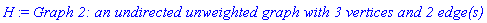 H := `Graph 2: an undirected unweighted graph with 3 vertices and 2 edge(s)`
