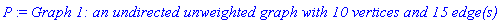 P := `Graph 1: an undirected unweighted graph with 10 vertices and 15 edge(s)`